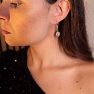 Boucles d'oreilles boules de noël argentées