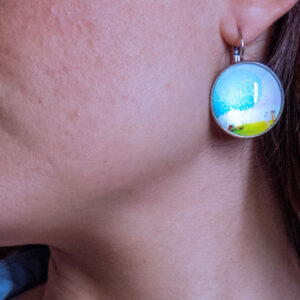 Boucles d’oreilles Arbres fleuris bleus