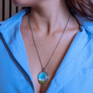 Collier Arbres fleuris bleus